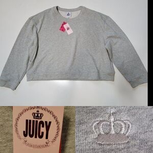 NEW 3X JUICY COUTURE CROWN EMBROIDERED FRENCH TERRY LIGHTWEIGHT SWEATSHIRT NWT